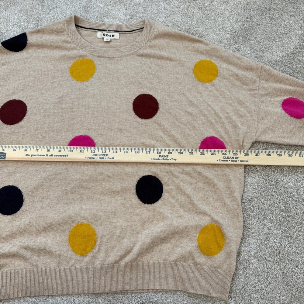 Boden Natasha Novelty Jumper Sweater Size XL Beige Polka Dot Cashmere Blend - Picture 10 of 12